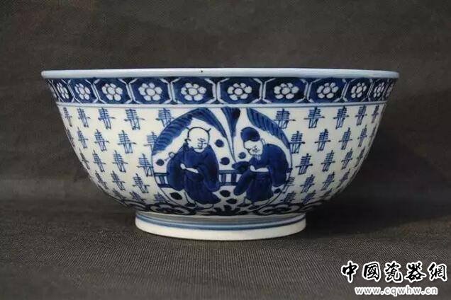 明嘉靖 八仙拜寿青花大碗